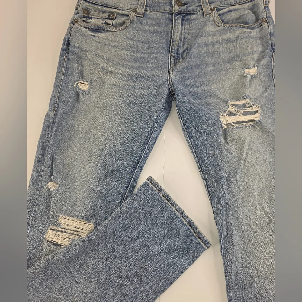 True Religion Men's Distressed Rocco Jeans Relaxed Skinny Size 36 Blue L-3331